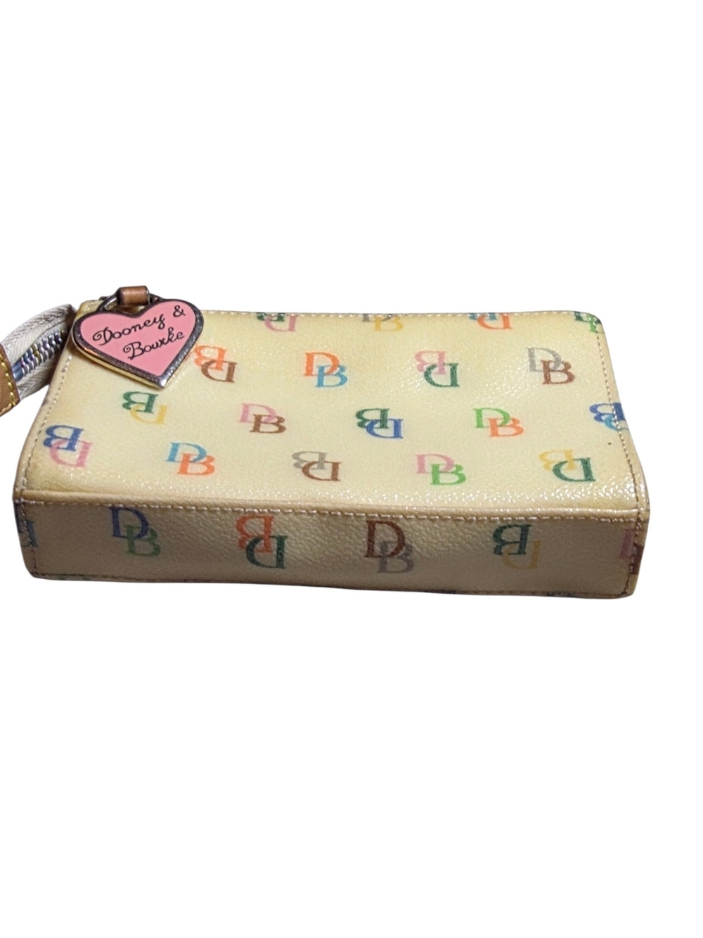 Vintage Dooney & Bourke Yellow Rainbow Monogram Pouch Wristlet Y2K - Picture 6 of 11